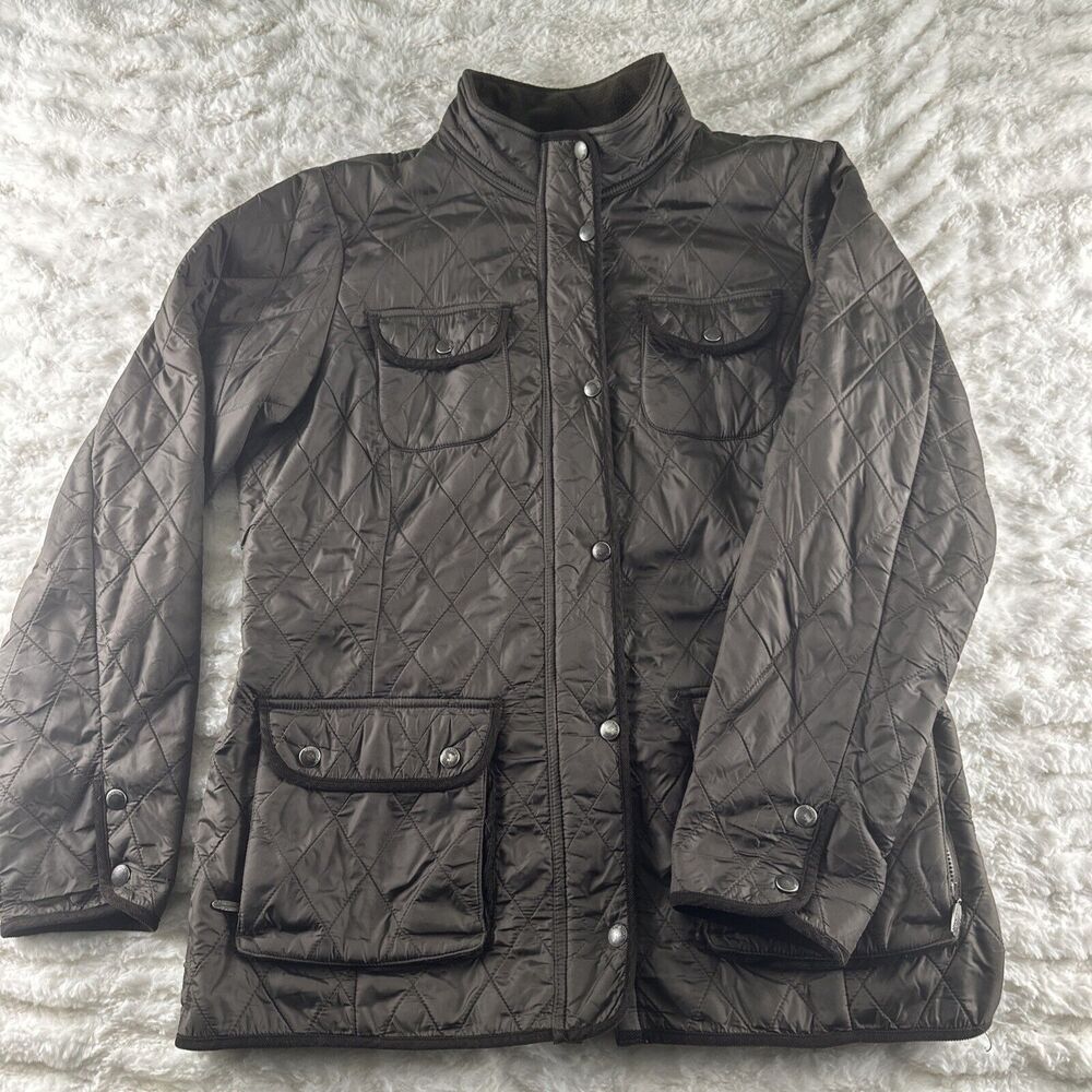 Eddie Bauer Brown Quilted Puffer Bomber Jacket Women's Size Large Zip Front - Picture 8 of 16